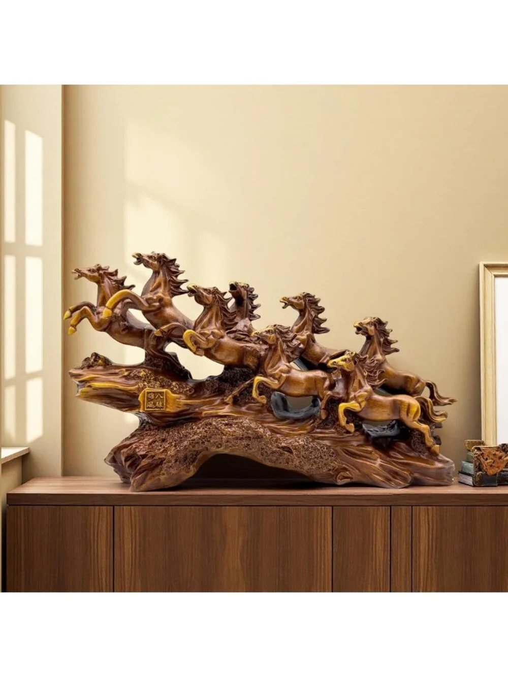 Chinese Feng Shui Running Horse Statue - Resin Figurine for Home Office Decor